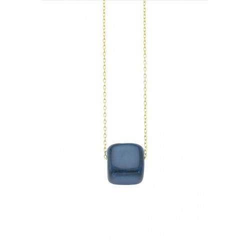 Ceramic cube bead with enamel