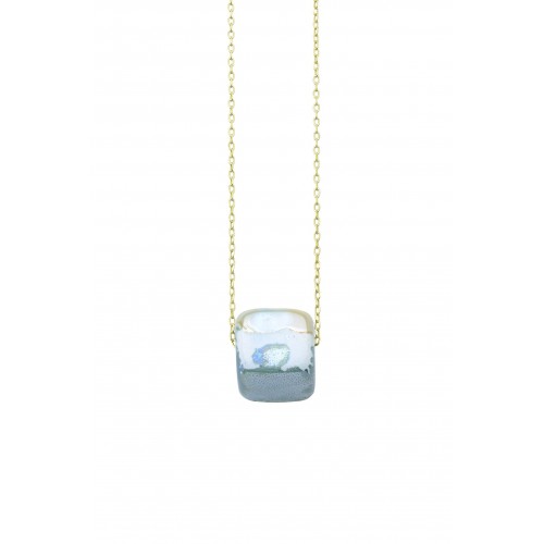 Ceramic cube bead with enamel
