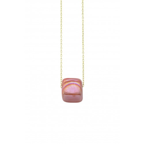 Ceramic cube bead with enamel