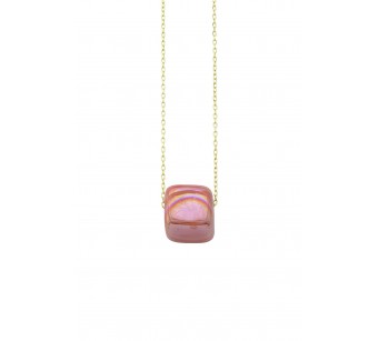 Ceramic cube bead with enamel