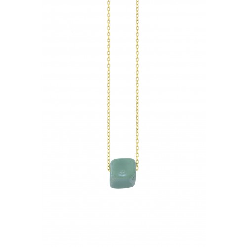 Ceramic cube bead with enamel