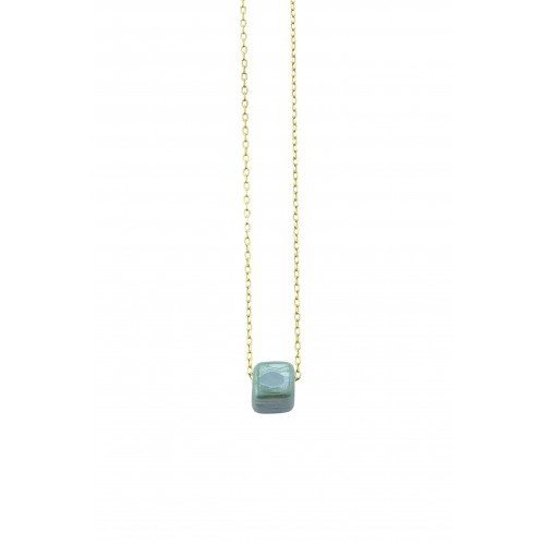 Ceramic cube bead with enamel