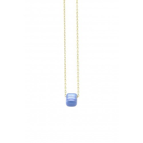 Ceramic cube bead with enamel
