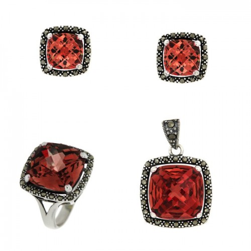 Silver marcasite jewellery set