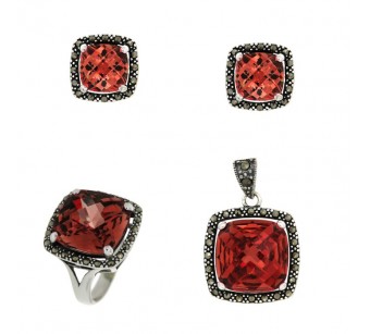 Silver marcasite jewellery set 2