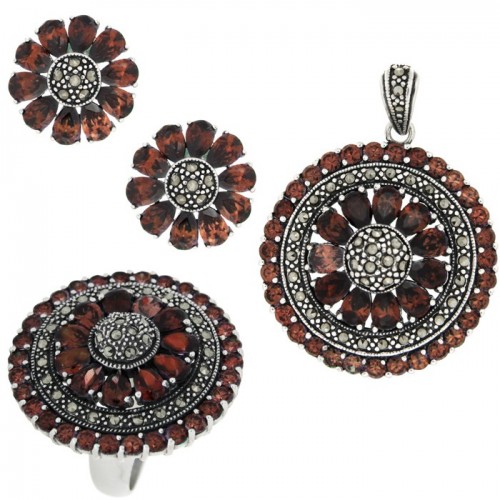 Silver marcasite jewellery set