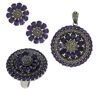 Silver marcasite jewellery set 2