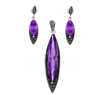 Silver marcasite jewellery set
