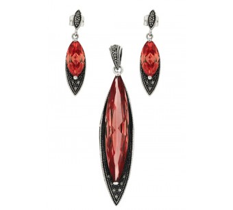 Silver marcasite jewellery set 2