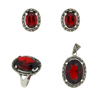 Silver marcasite jewellery set