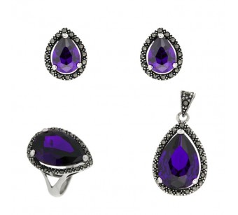 Silver marcasite jewellery set 2