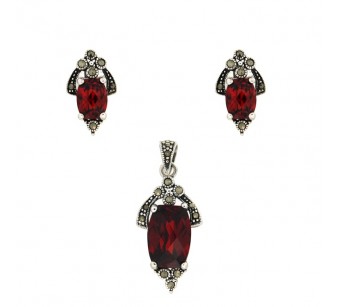 Silver marcasite jewellery set