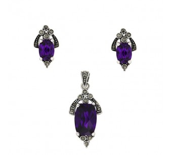 Silver marcasite jewellery set 2
