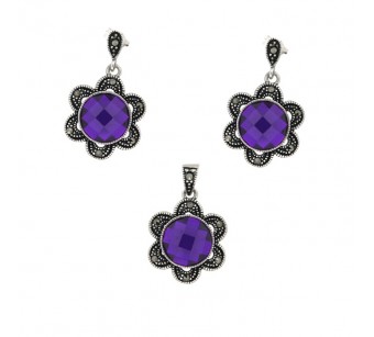 Silver marcasite jewellery set 2