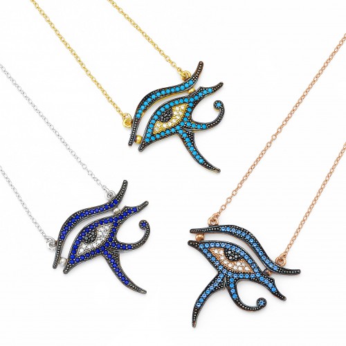 Silver egyptian eye necklace