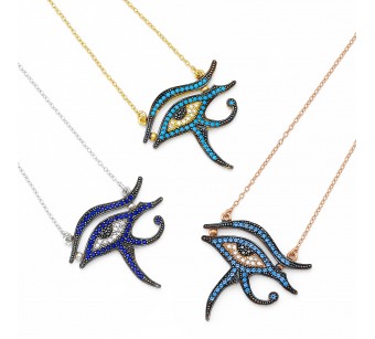 Silver egyptian eye necklace