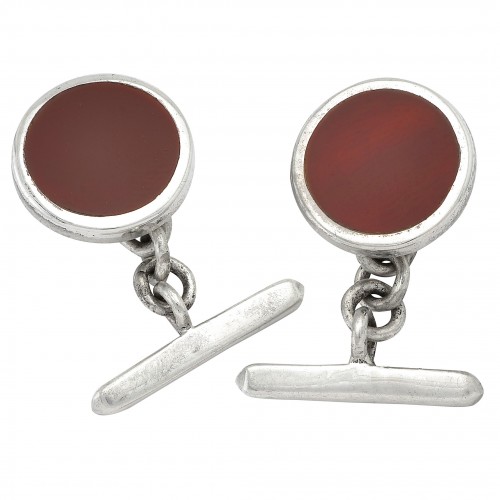 Silver round cufflinks