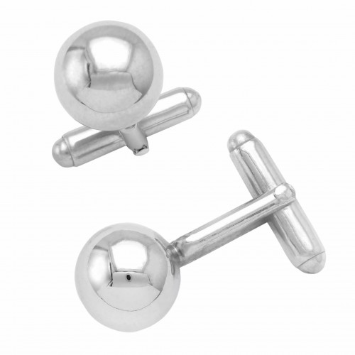 Silver spherical cufflinks