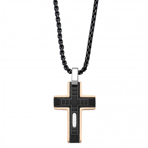 Cross necklace with steel