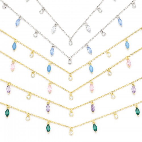 Κολιέ Navette & Round Stones