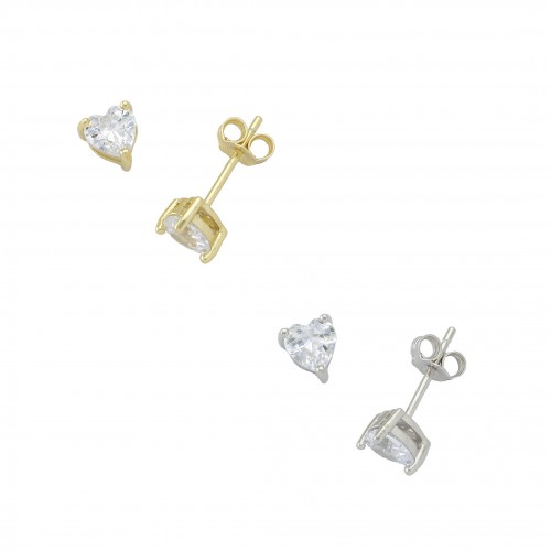 Heart Single Stone Earrings