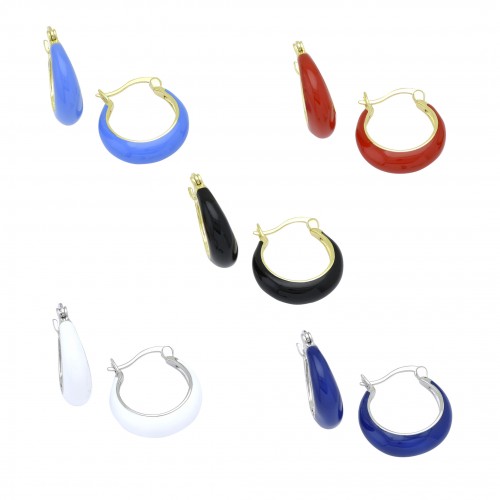Enamelled Hoop Earrings