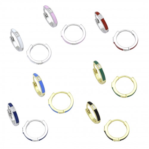 Enamelled Hoop Earrings
