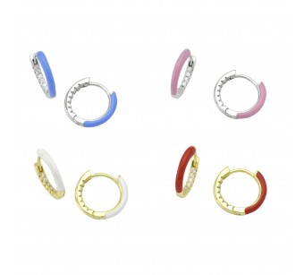 Enamelled Hoop Earrings
