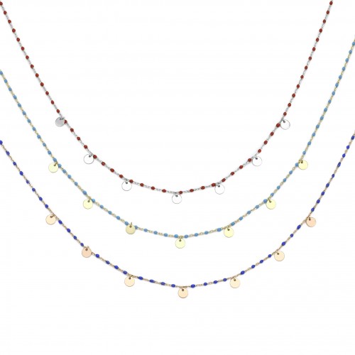 Enamel Necklace Round Disks