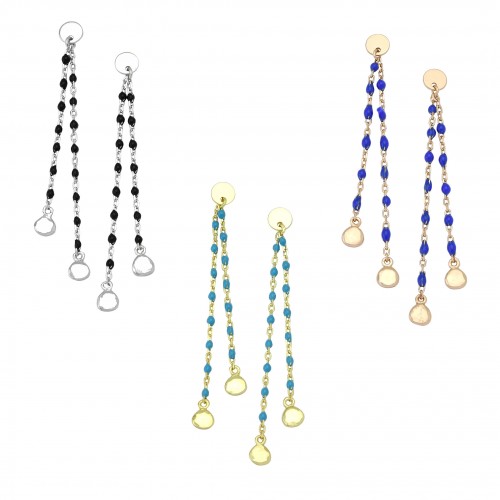 Double Enamel Dangling Earrings