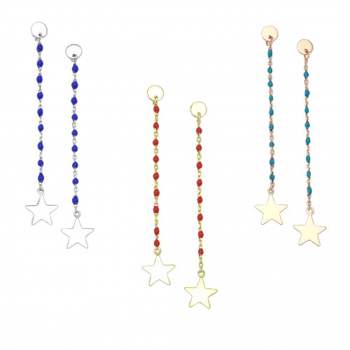 Enamel Star Dangling Earrings