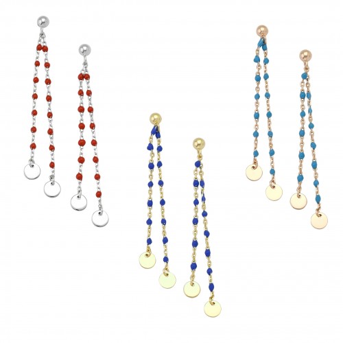 Double Enamel Dangling Earrings