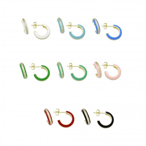 Enamelled Hoop Earrings