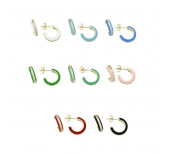 Enamelled Hoop Earrings