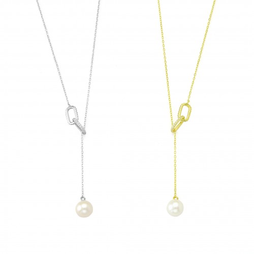 Hoops Necklace with Pearl