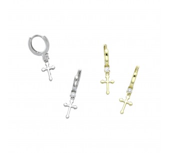 Mini Hoop & Cross Earrings