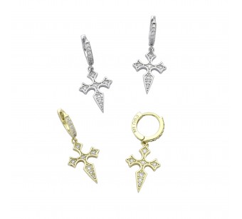 Mini Hoop & Cross Earrings