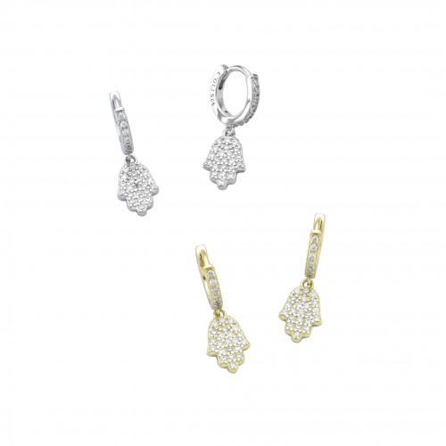 Mini Hoop & Hamsa Earrings