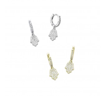 Mini Hoop & Hamsa Earrings