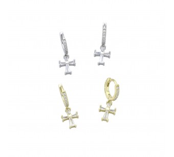 Mini Hoop & Cross Earrings