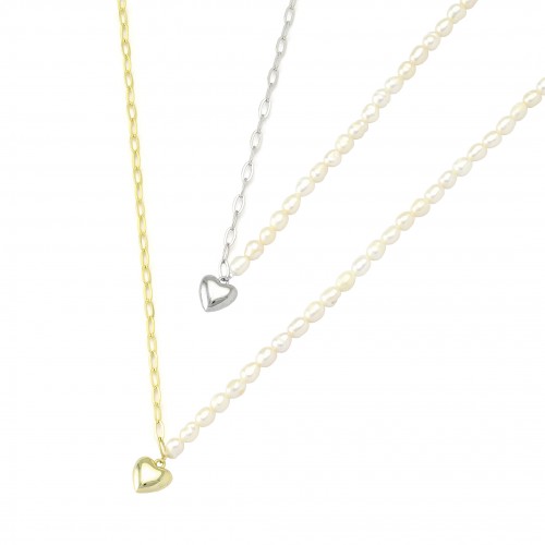 Heart Half Pearl Necklace