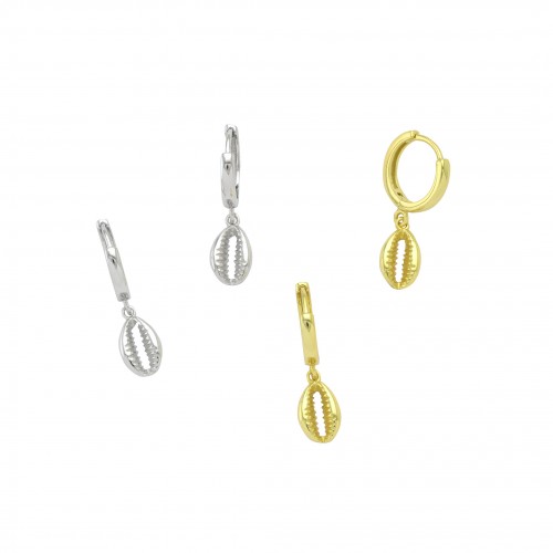 Mini Hoop & Shell Earrings