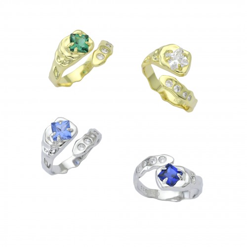 Solitaire By-Pass "Crumpled" Ring