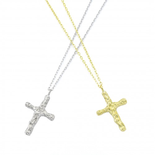 "Crumpled" Cross Necklace