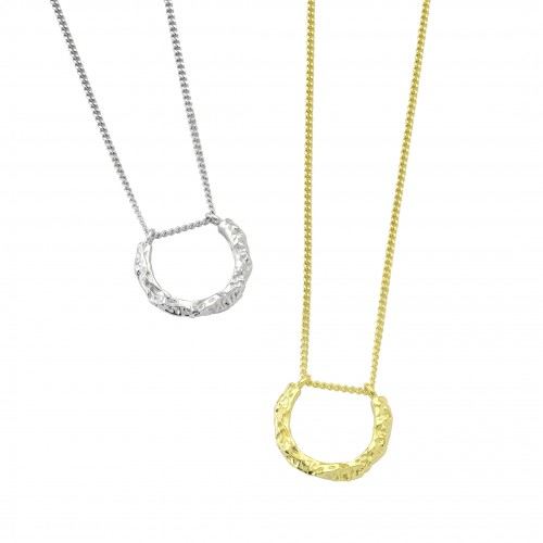 "Crumpled" Hoop Necklace