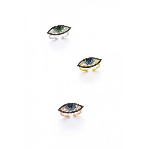 Silver evil eye ring