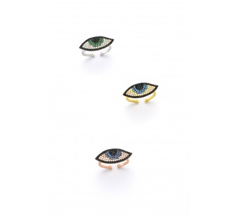 Silver evil eye ring