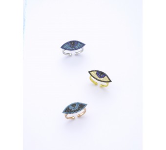 Silver evil eye ring 2