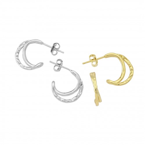 "Crumpled" Double-Half Hoop Earrings