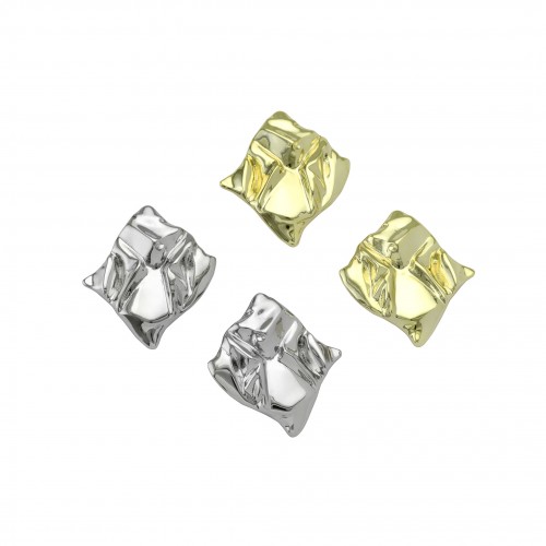 Crumbled Square Disk Earrings